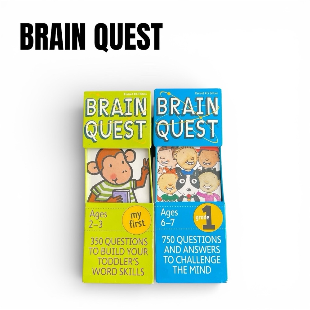 022 Brain Quest Set of Two Kids Quiz Card Set Ages 2-3 (My First) 6-7 (Grade 1)